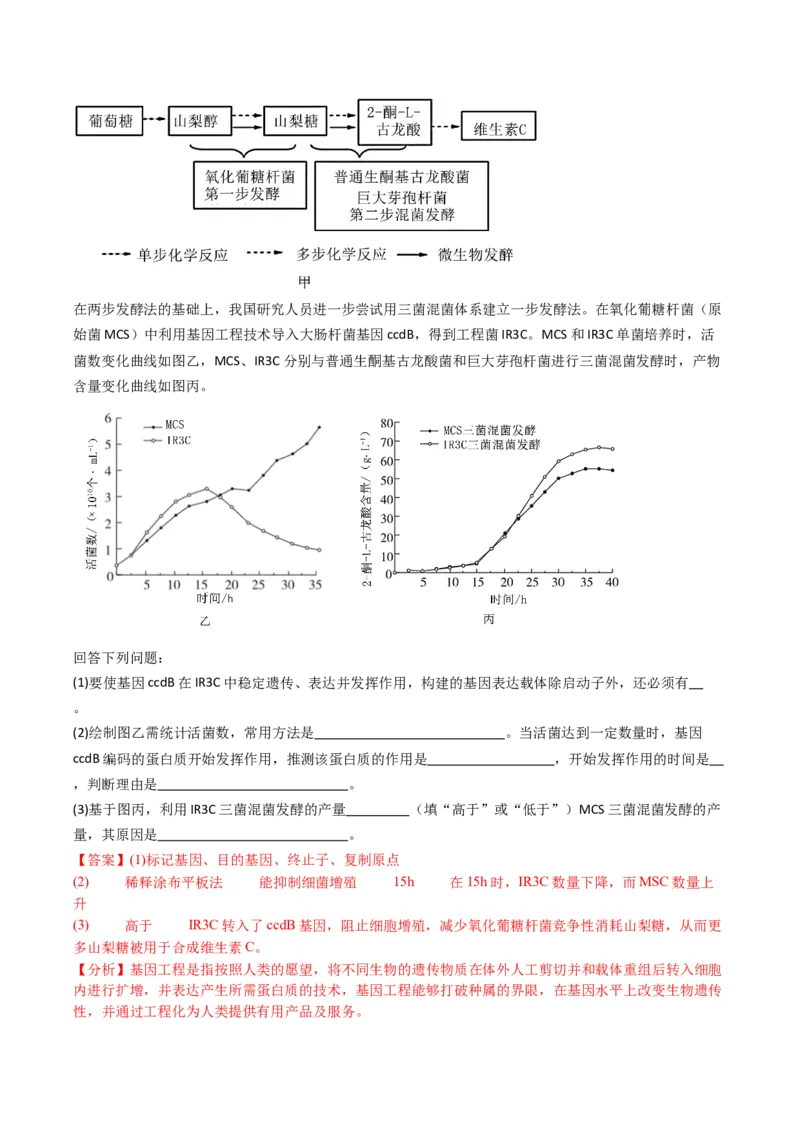 五年（2021-2025）全国高考生物真题分类汇编专题20发酵工程（全国通用）（解析版）_高考真题分类汇编_高考生物真题分类汇编（全国通用）五年（2021-2025）
