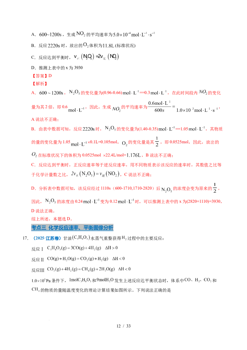 专题18化学反应速率与化学平衡（解析）_高考真题分类汇编_高考化学真题分类汇编（全国通用）五年（2021-2025）_专题18化学反应速率与化学平衡五年（2021-2025）高考化学真题分类汇编