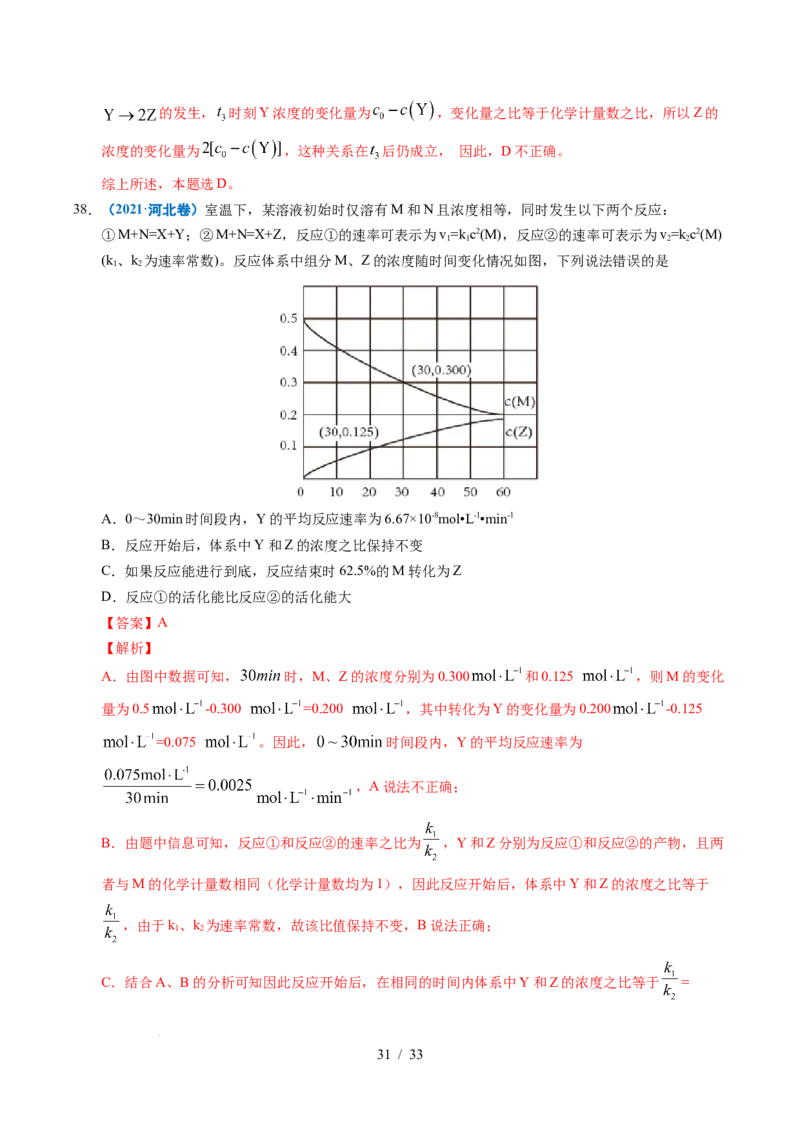 专题18化学反应速率与化学平衡（解析）_高考真题分类汇编_高考化学真题分类汇编（全国通用）五年（2021-2025）_专题18化学反应速率与化学平衡五年（2021-2025）高考化学真题分类汇编