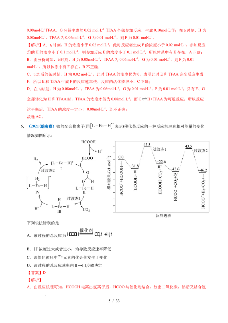 专题18化学反应速率与化学平衡（解析）_高考真题分类汇编_高考化学真题分类汇编（全国通用）五年（2021-2025）_专题18化学反应速率与化学平衡五年（2021-2025）高考化学真题分类汇编