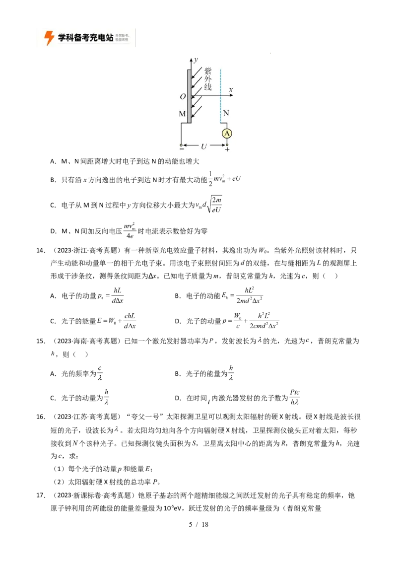 专题13原子结构、原子核和波粒二象性（全国通用）（原卷版）_高考真题分类汇编_高考物理真题分类汇编（全国通用）五年（2021-2025）