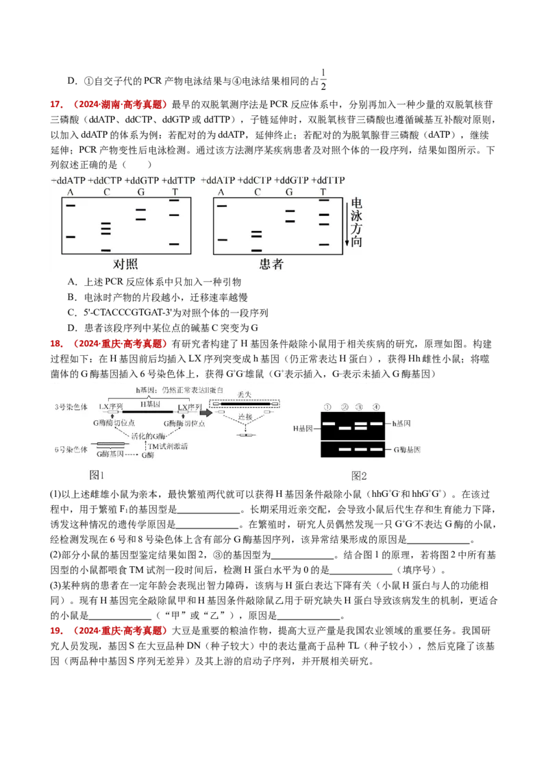 五年（2021-2025）全国高考生物真题分类汇编专题22基因工程（全国通用）（原卷版）_高考真题分类汇编_高考生物真题分类汇编（全国通用）五年（2021-2025）