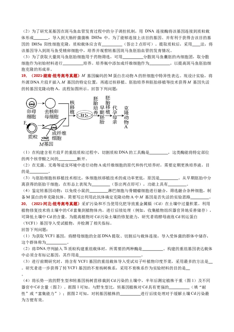 五年（2021-2025）全国高考生物真题分类汇编专题22基因工程（全国通用）（原卷版）_高考真题分类汇编_高考生物真题分类汇编（全国通用）五年（2021-2025）