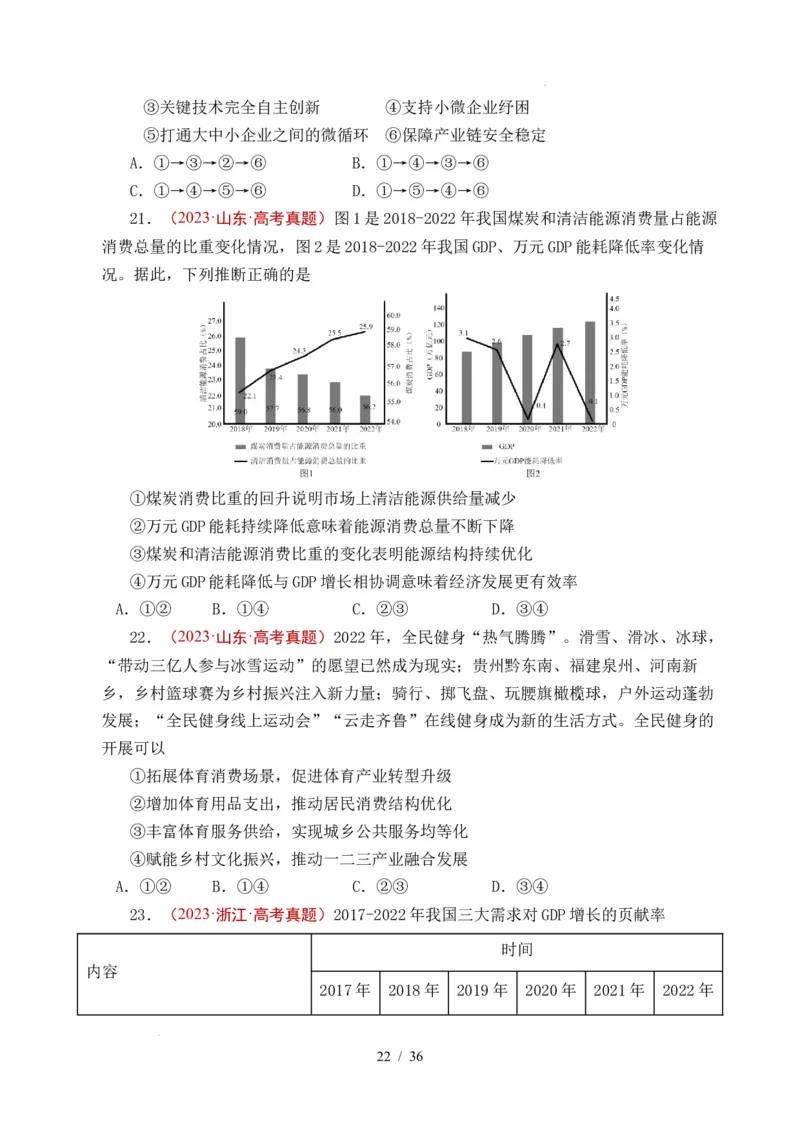 专题07经济发展（贯彻新发展理念、推动高质量发展）（全国通用）（原卷版）_高考真题分类汇编_高考政治真题分类汇编（全国通用）五年（2021-2025）