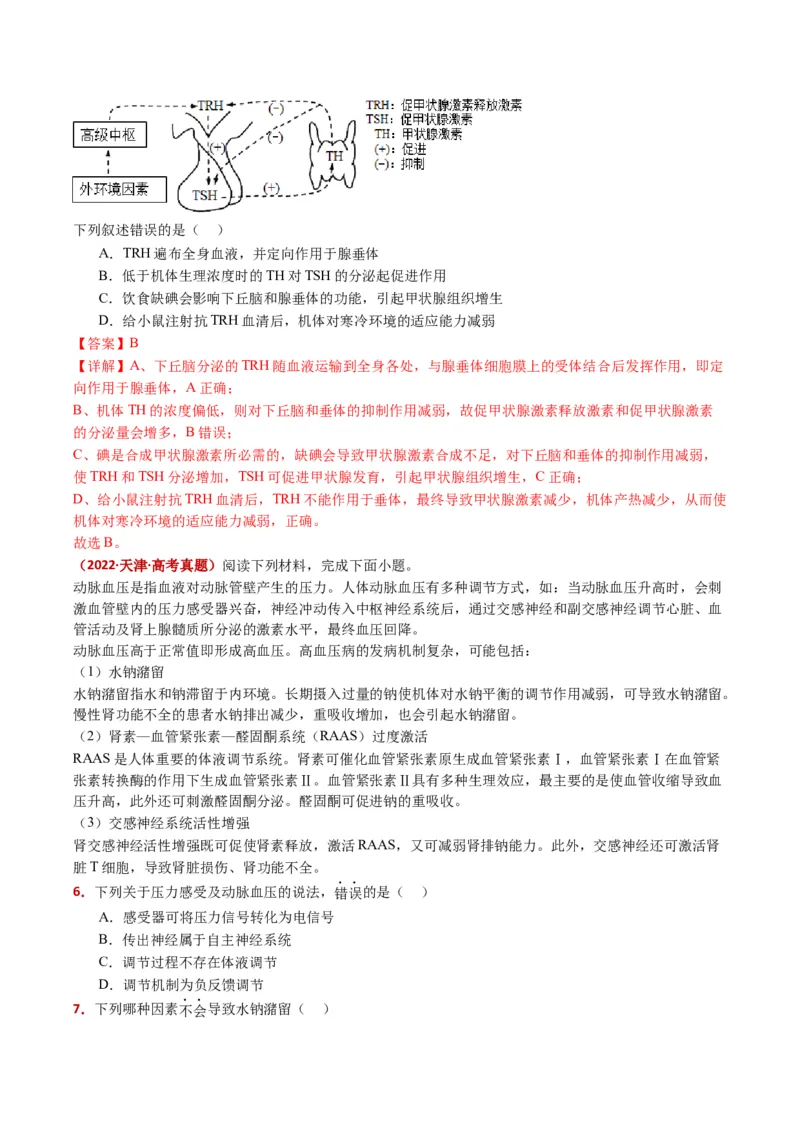 五年（2021-2025）全国高考生物真题分类汇编专题15体液调节（全国通用）（解析版）_高考真题分类汇编_高考生物真题分类汇编（全国通用）五年（2021-2025）