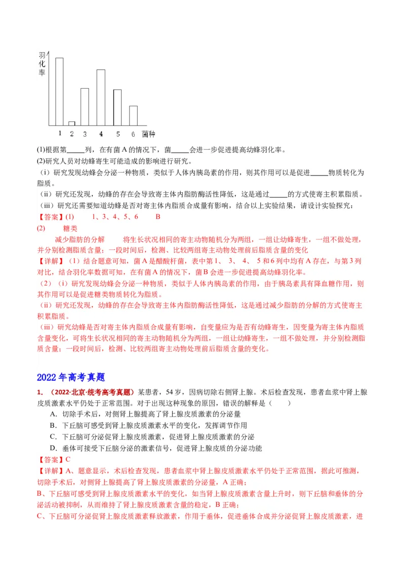 五年（2021-2025）全国高考生物真题分类汇编专题15体液调节（全国通用）（解析版）_高考真题分类汇编_高考生物真题分类汇编（全国通用）五年（2021-2025）