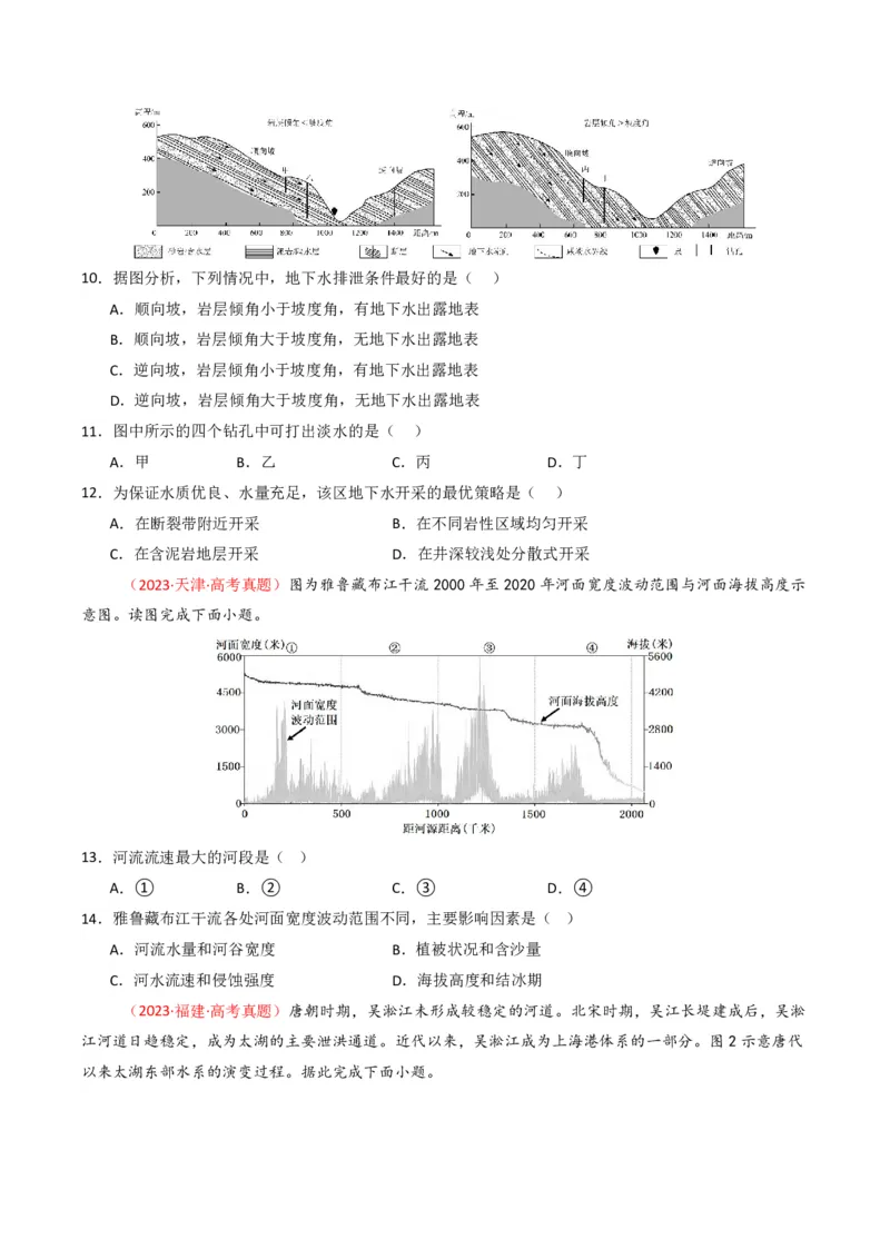 五年（2021-2025）高考地理真题分类汇编专题04地球上的水（全国通用）（原卷版）_高考真题分类汇编_高考地理真题分类汇编（全国通用）五年（2021-2025）_pdf
