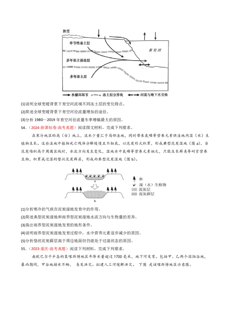 五年（2021-2025）高考地理真题分类汇编专题04地球上的水（全国通用）（原卷版）_高考真题分类汇编_高考地理真题分类汇编（全国通用）五年（2021-2025）_pdf