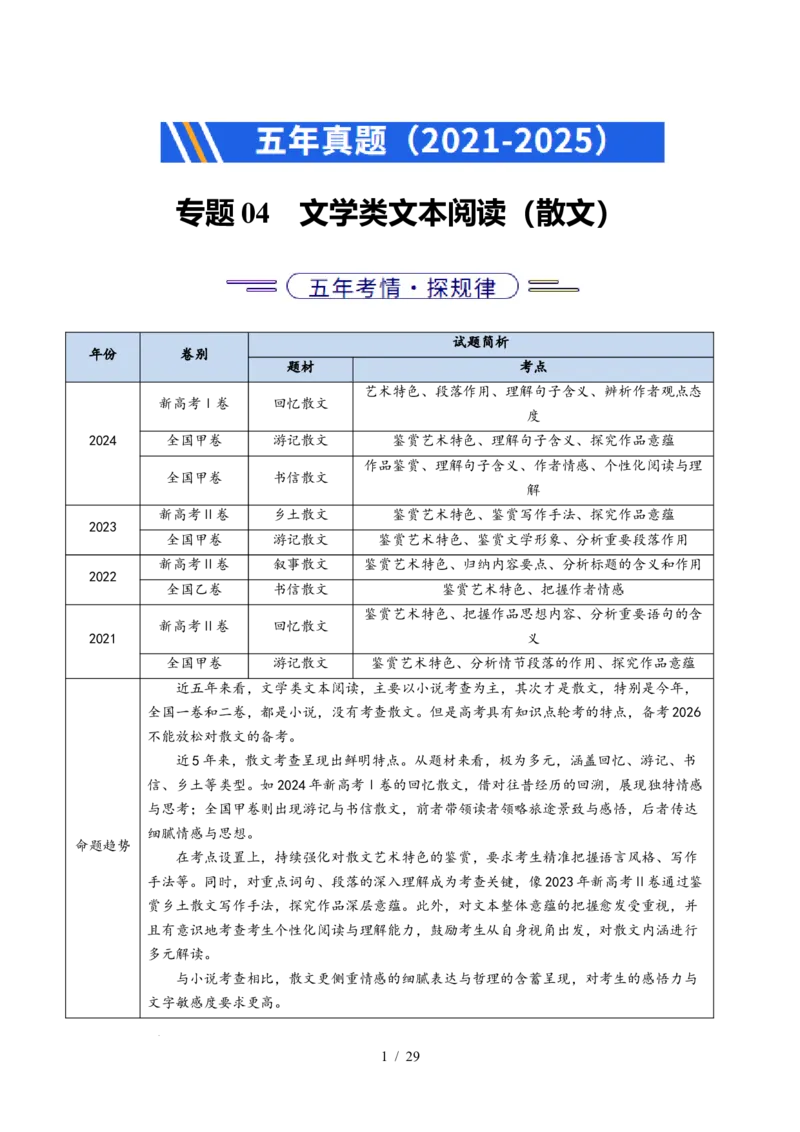 专题04文学类文本阅读（散文）（全国通用）（解析版）_高考真题分类汇编_高考语文真题分类汇编（全国通用）五年（2021-2025）_专题04文学类文本阅读（散文）（全国通用）