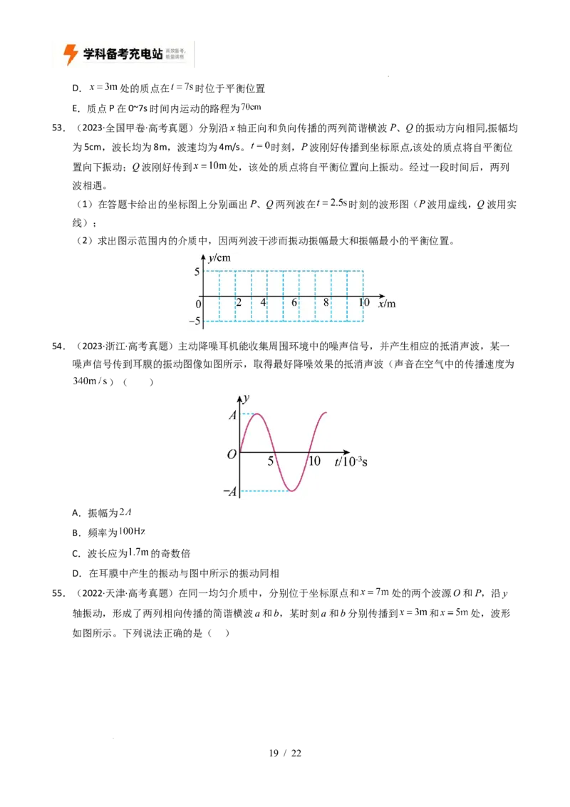 专题15机械振动和机械波（全国通用）（原卷版）_高考真题分类汇编_高考物理真题分类汇编（全国通用）五年（2021-2025）