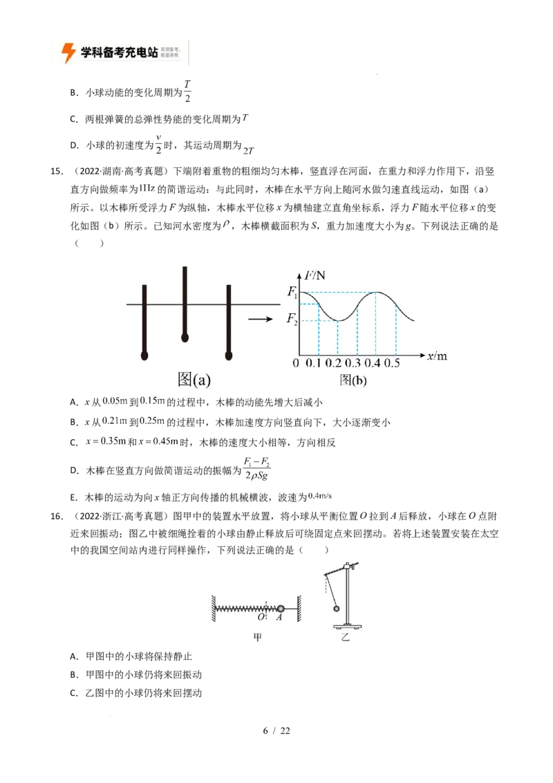 专题15机械振动和机械波（全国通用）（原卷版）_高考真题分类汇编_高考物理真题分类汇编（全国通用）五年（2021-2025）