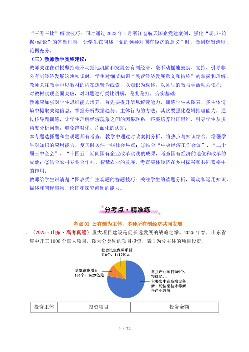 专题05生产资料所有制（我国的生产资料所有制&mdash;&mdash;公有制为主体多种所有制经济共同发展、坚持&ldquo;两个毫不动摇&rdquo;）（全国通用）（解析版）_高考真题分类汇编