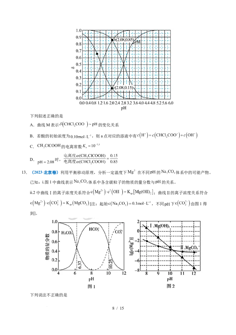 专题20电解质溶液曲线分析_高考真题分类汇编_高考化学真题分类汇编（全国通用）五年（2021-2025）_专题20电解质溶液曲线分析五年（2021-2025）高考化学真题分类汇编