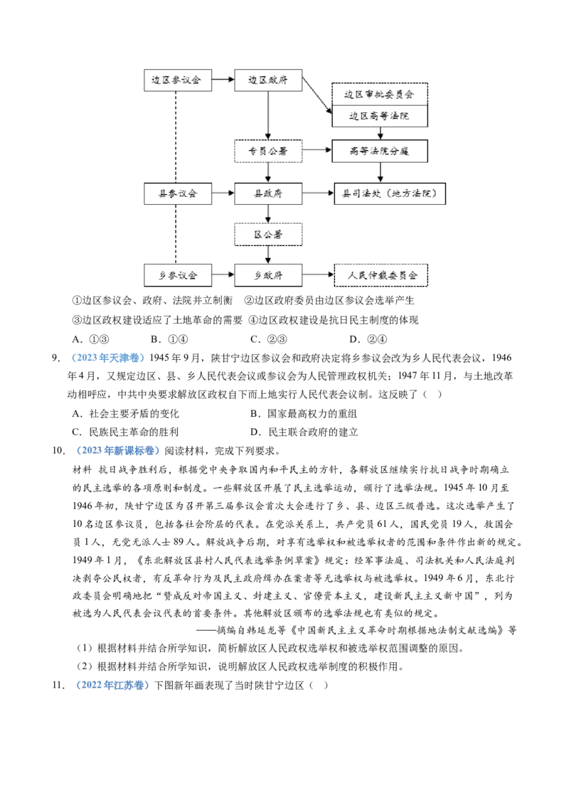 五年（2021-2025）高考历史真题分类汇编专题19选择性必修一：国家制度与社会治理（全国通用）（原卷版）_高考真题分类汇编_高考历史真题分类汇编（全国通用）五年（2021-2025）
