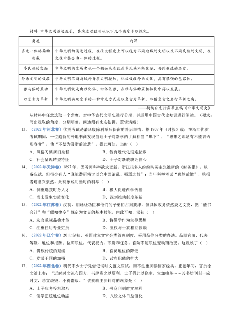 五年（2021-2025）高考历史真题分类汇编专题19选择性必修一：国家制度与社会治理（全国通用）（原卷版）_高考真题分类汇编_高考历史真题分类汇编（全国通用）五年（2021-2025）