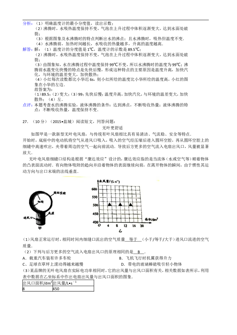 江苏省盐城市2015年中考物理试题及答案(word版)_中考真题_4.物理中考真题2015-2024年_地区卷_江苏省_盐城中考物理2008--2022年