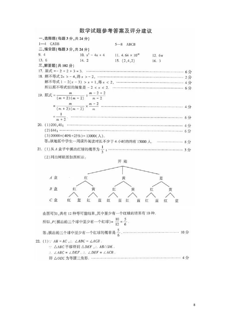 江苏省连云港市2019年中考数学真题试题_中考真题_2.数学中考真题2015-2024年_2019年全国中考数学206份