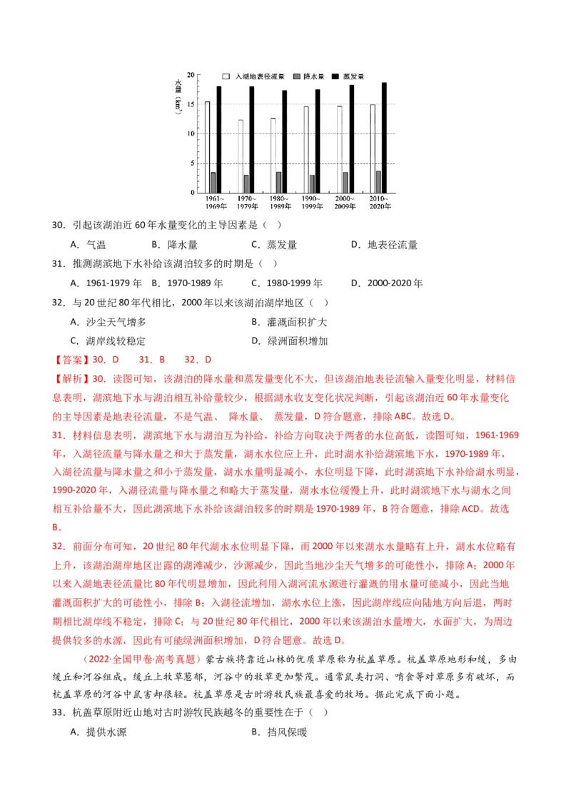 五年（2021-2025）高考地理真题分类汇编专题04地球上的水（全国通用）（解析版）_高考真题分类汇编_高考地理真题分类汇编（全国通用）五年（2021-2025）_word