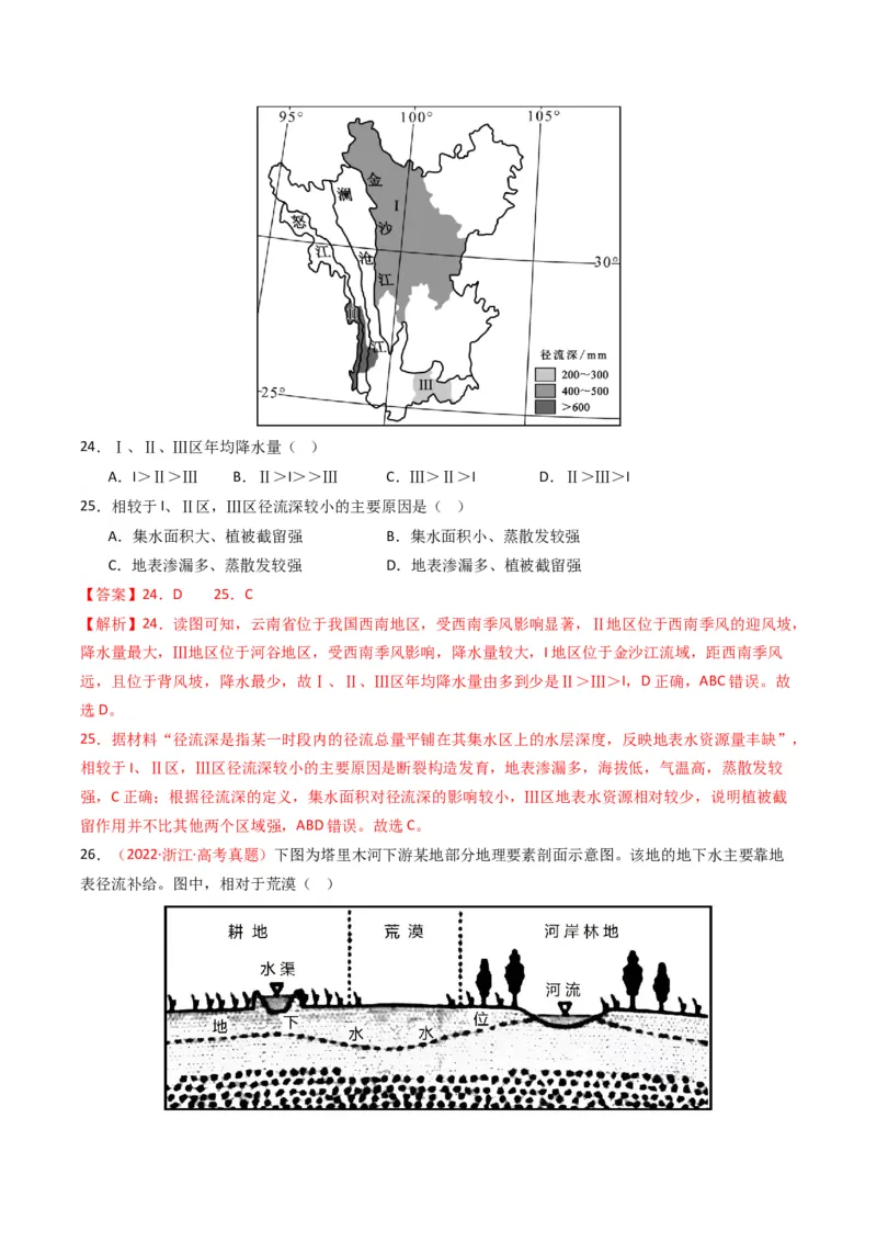 五年（2021-2025）高考地理真题分类汇编专题04地球上的水（全国通用）（解析版）_高考真题分类汇编_高考地理真题分类汇编（全国通用）五年（2021-2025）_word