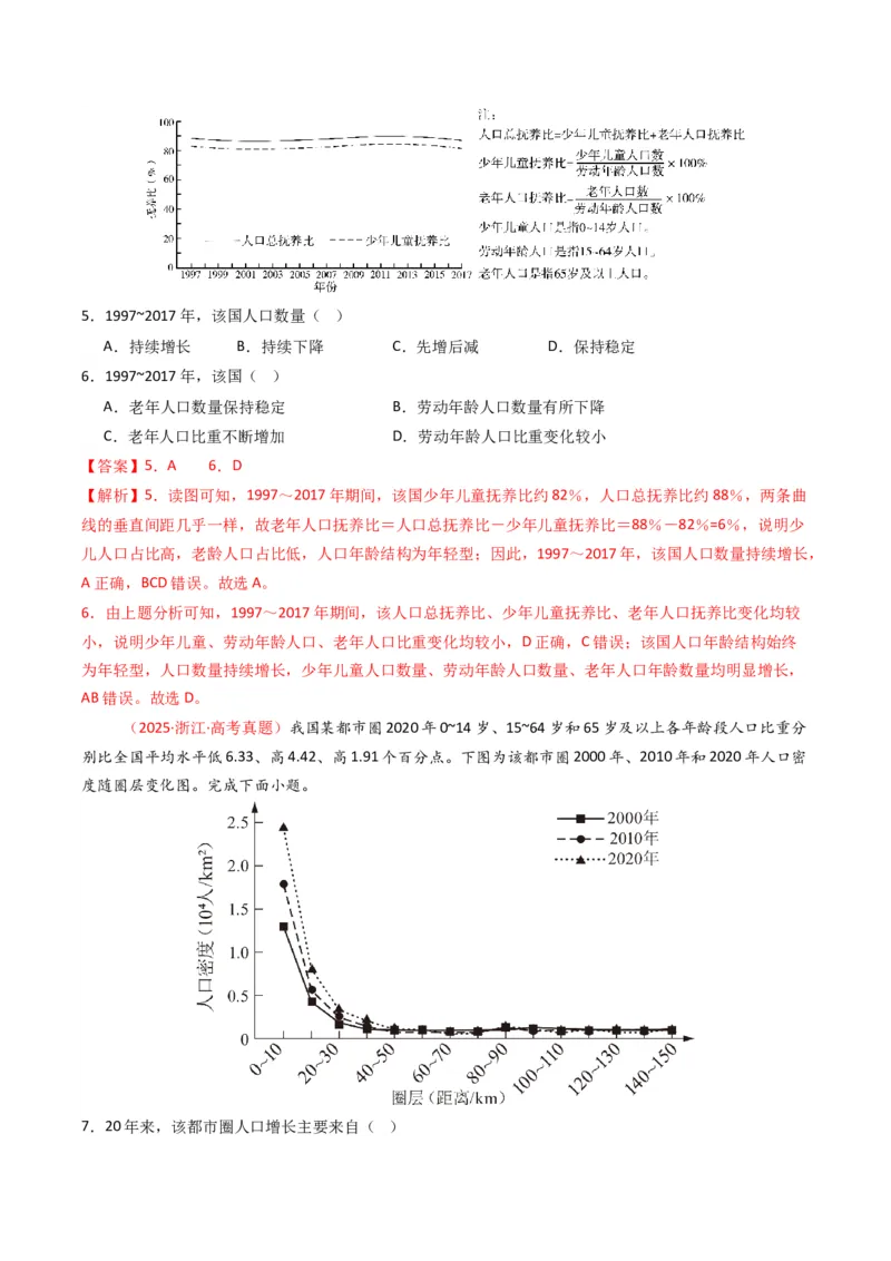 五年（2021-2025）高考地理真题分类汇编专题08人口（全国通用）（解析版）_高考真题分类汇编_高考地理真题分类汇编（全国通用）五年（2021-2025）_word