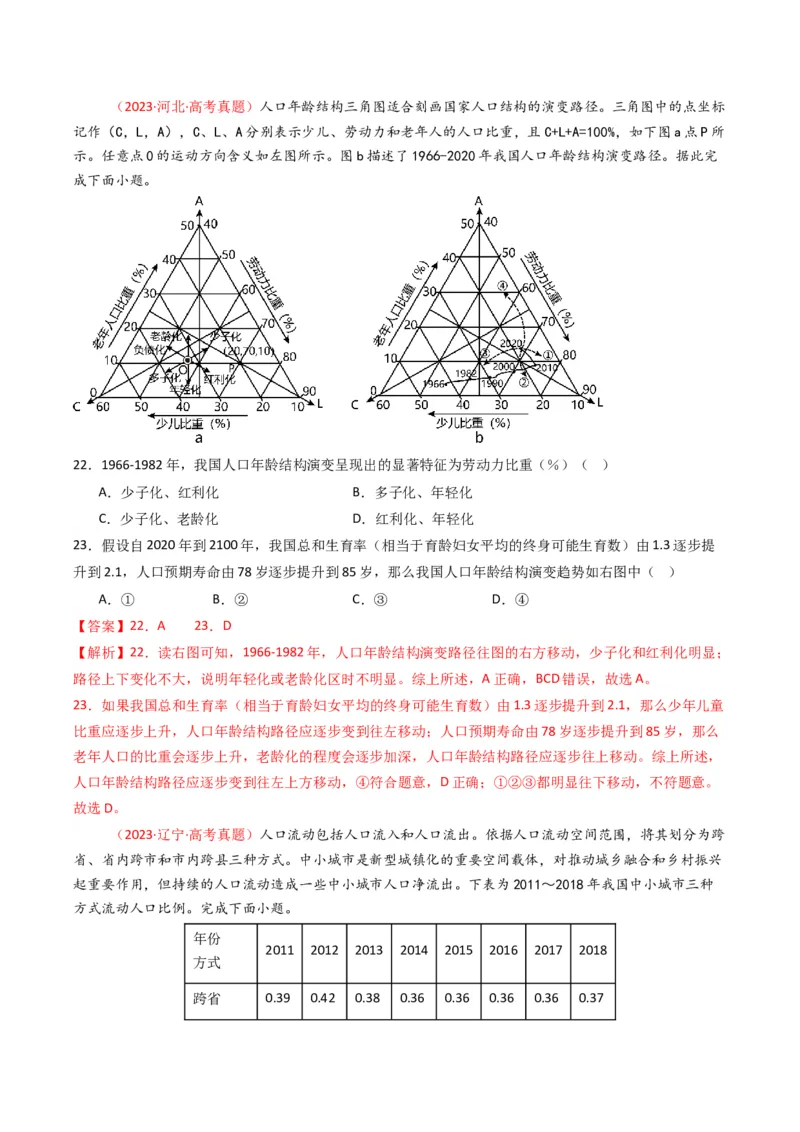 五年（2021-2025）高考地理真题分类汇编专题08人口（全国通用）（解析版）_高考真题分类汇编_高考地理真题分类汇编（全国通用）五年（2021-2025）_word