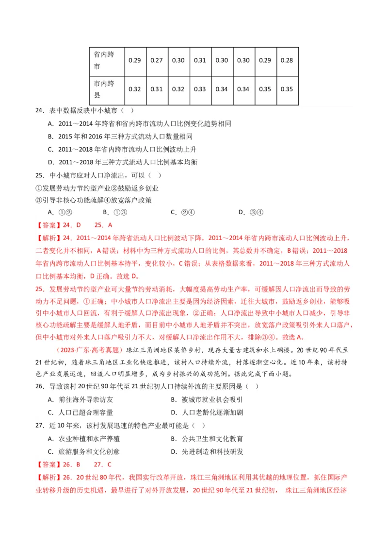 五年（2021-2025）高考地理真题分类汇编专题08人口（全国通用）（解析版）_高考真题分类汇编_高考地理真题分类汇编（全国通用）五年（2021-2025）_word