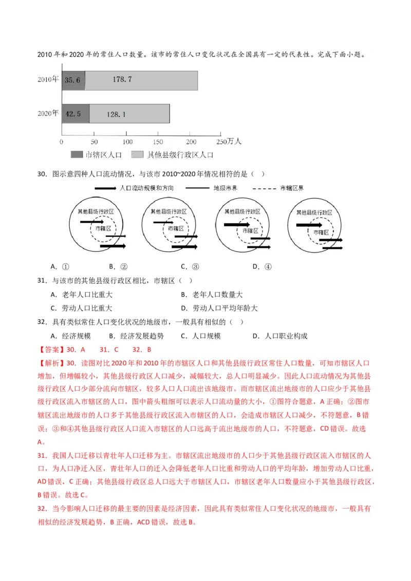 五年（2021-2025）高考地理真题分类汇编专题08人口（全国通用）（解析版）_高考真题分类汇编_高考地理真题分类汇编（全国通用）五年（2021-2025）_word