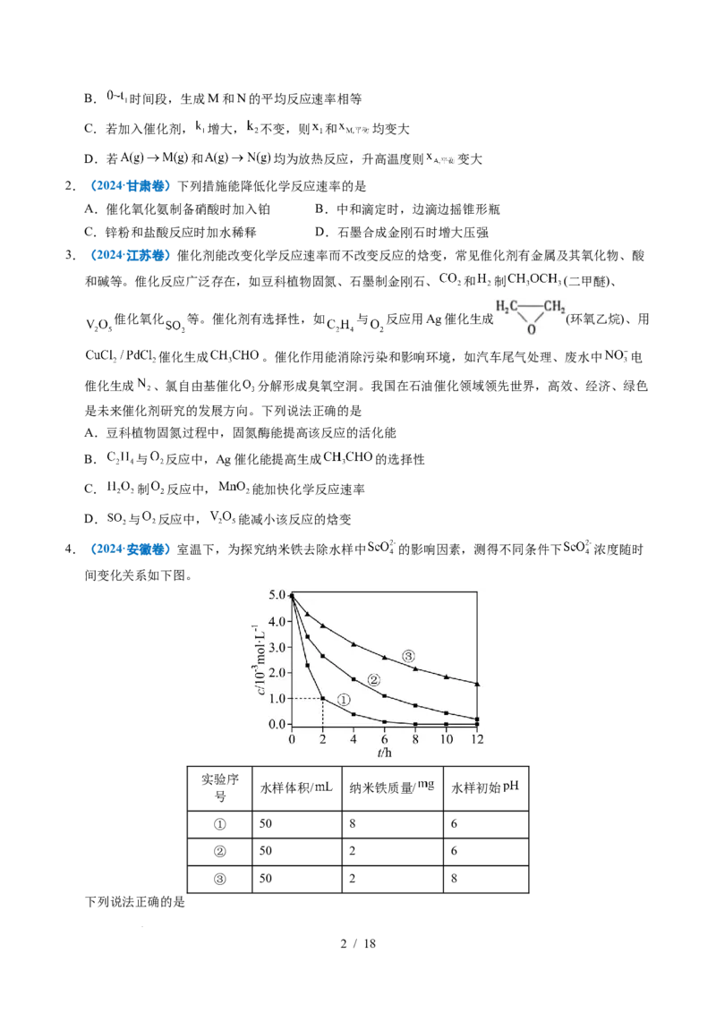 专题18化学反应速率与化学平衡_高考真题分类汇编_高考化学真题分类汇编（全国通用）五年（2021-2025）_专题18化学反应速率与化学平衡五年（2021-2025）高考化学真题分类汇编