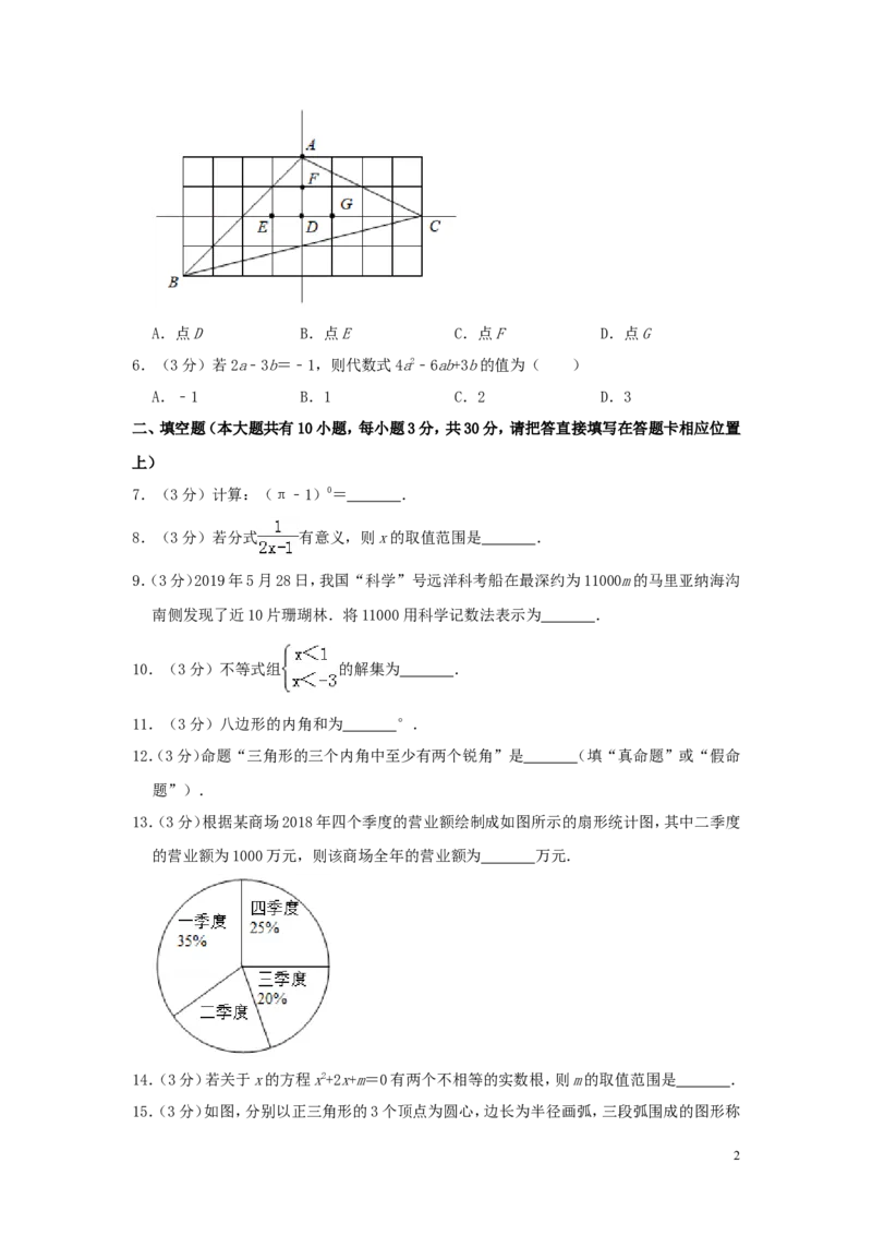 江苏省泰州市2019年中考数学真题试题（含解析）_中考真题_2.数学中考真题2015-2024年_2019年全国中考数学206份