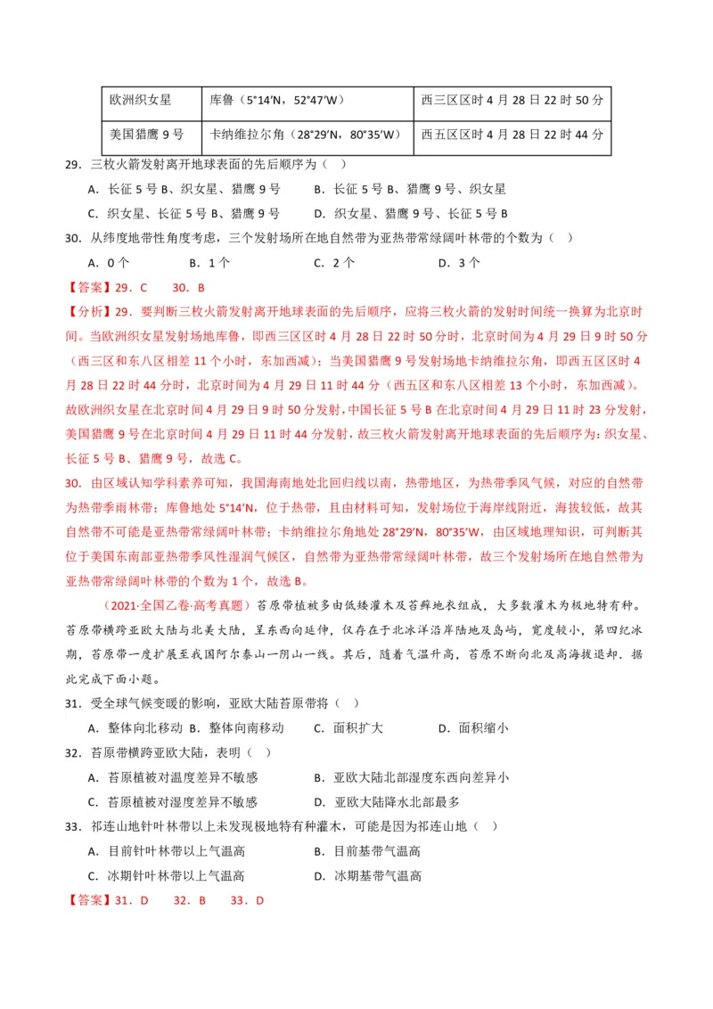 五年（2021-2025）高考地理真题分类汇编专题06自然环境的整体性与差异性（全国通用）（解析版）_高考真题分类汇编_高考地理真题分类汇编（全国通用）五年（2021-2025）_pdf