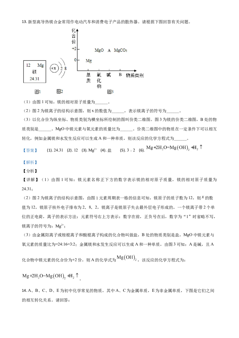 甘肃省定西市2021年中考化学试题（解析版）_中考真题_5.化学中考真题2015-2024年_2021年中考化学真题（83份）_定西化学