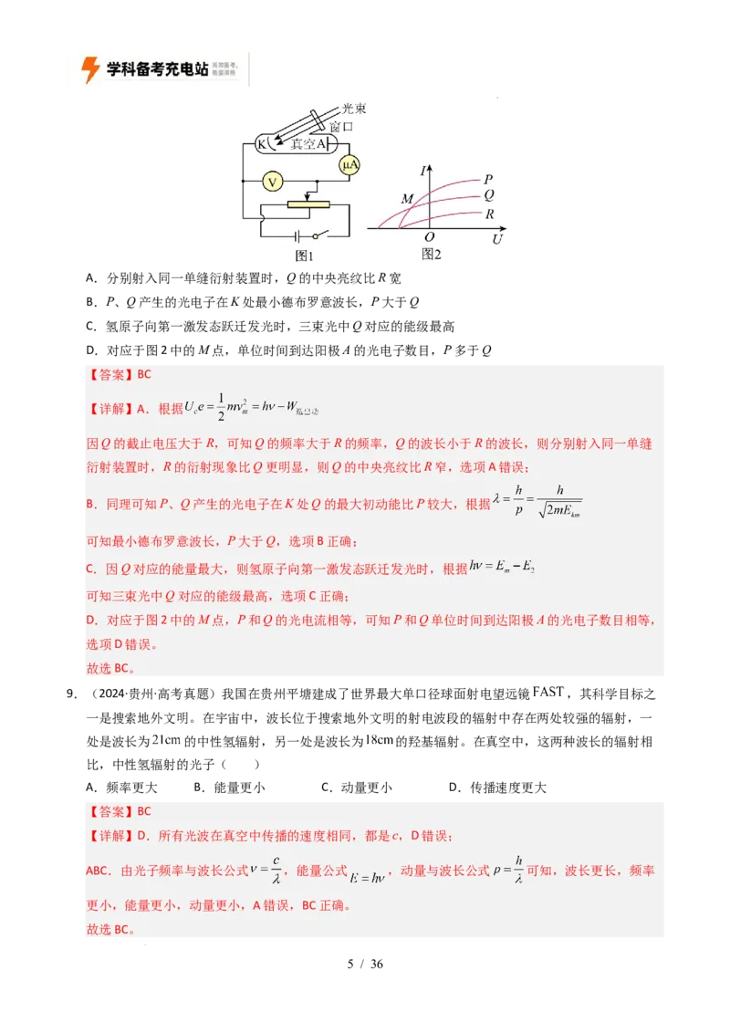 专题13原子结构、原子核和波粒二象性（全国通用）（解析版）_高考真题分类汇编_高考物理真题分类汇编（全国通用）五年（2021-2025）