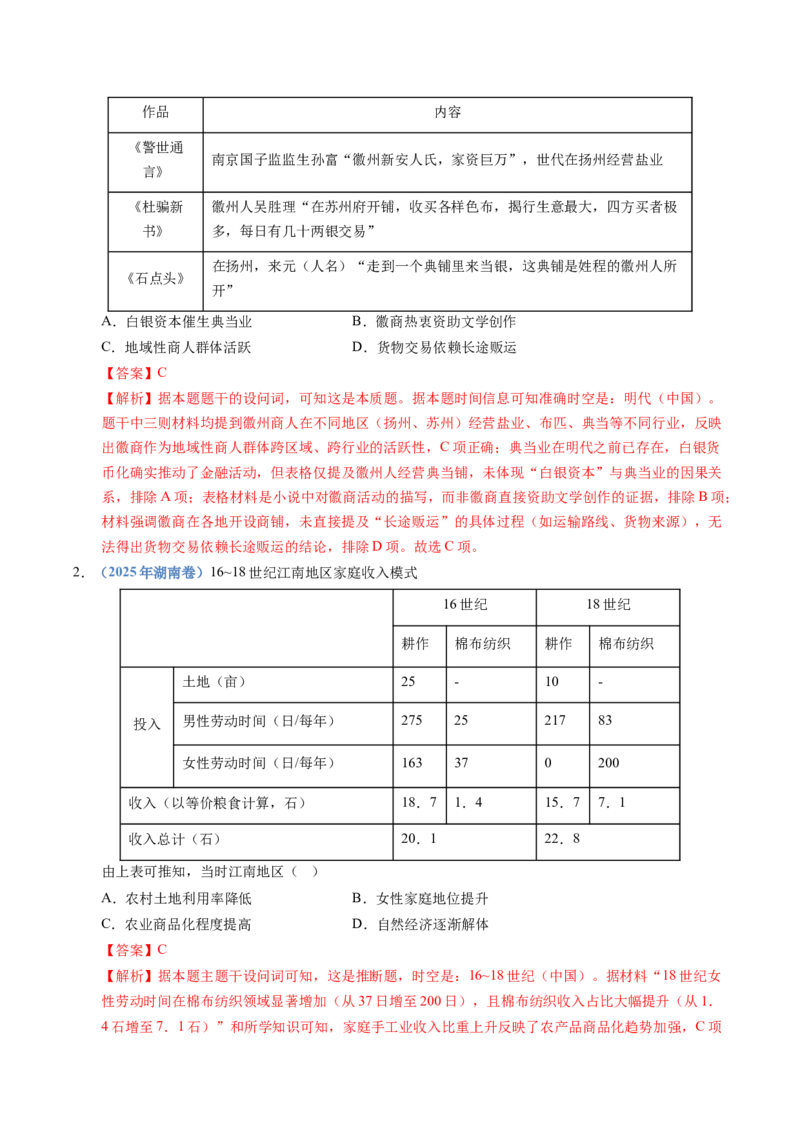 五年（2021-2025）高考历史真题分类汇编专题04明清中国版图的奠定与面临的挑战（全国通用）（解析版）_高考真题分类汇编_高考历史真题分类汇编（全国通用）五年（2021-2025）