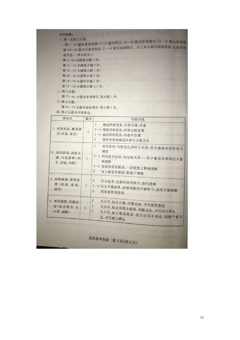 浙江省湖州市2016年中考英语真题试题（扫描版，含答案）_中考真题_3.英语中考真题2015-2024年_2016年全国中考YINGYU99份