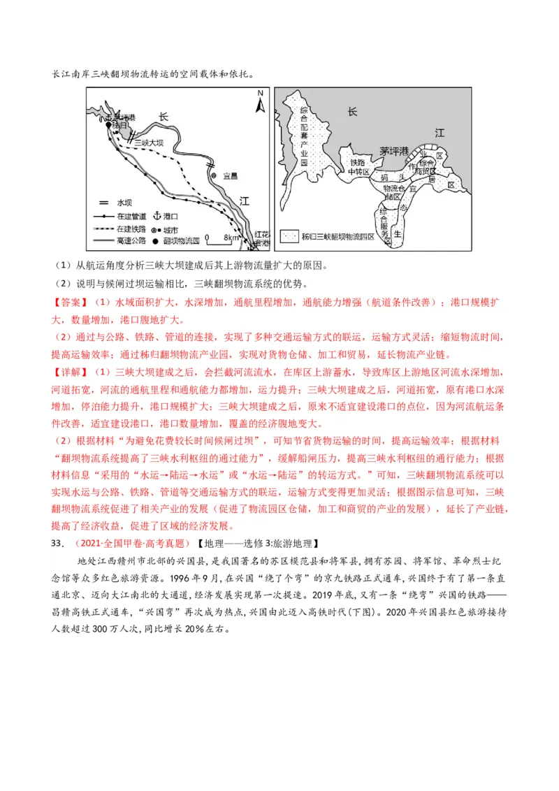 五年（2021-2025）高考地理真题分类汇编专题12交通（全国通用）（解析版）_高考真题分类汇编_高考地理真题分类汇编（全国通用）五年（2021-2025）_word
