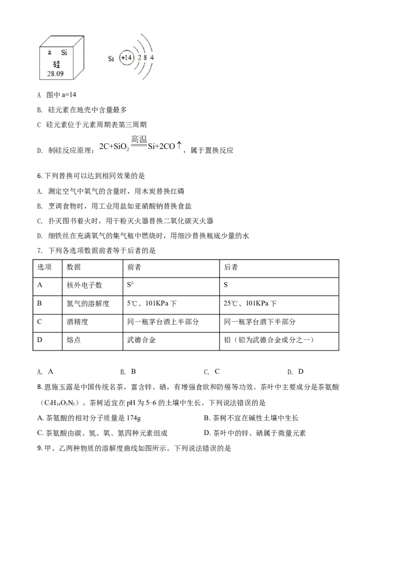 湖北省恩施州2021年中考化学试题（原卷版）_中考真题_5.化学中考真题2015-2024年_2021年中考化学真题（83份）_恩施化学