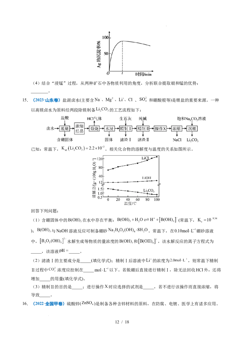 专题23化学工艺流程综合题&mdash;&mdash;原材料转化制备类_高考真题分类汇编_高考化学真题分类汇编（全国通用）五年（2021-2025）
