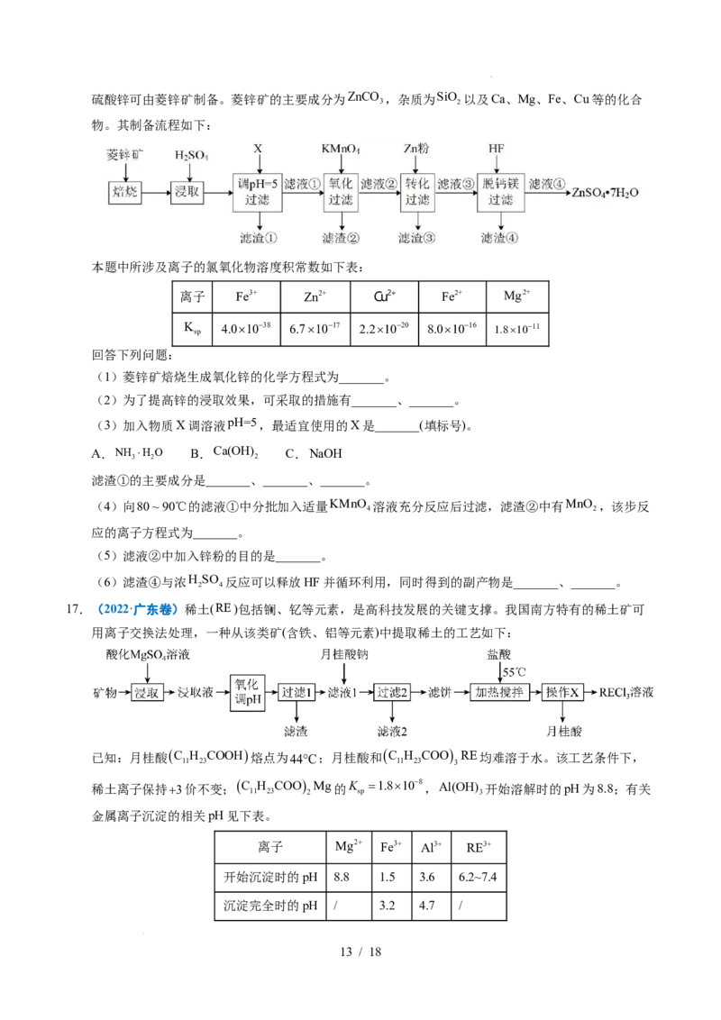 专题23化学工艺流程综合题&mdash;&mdash;原材料转化制备类_高考真题分类汇编_高考化学真题分类汇编（全国通用）五年（2021-2025）