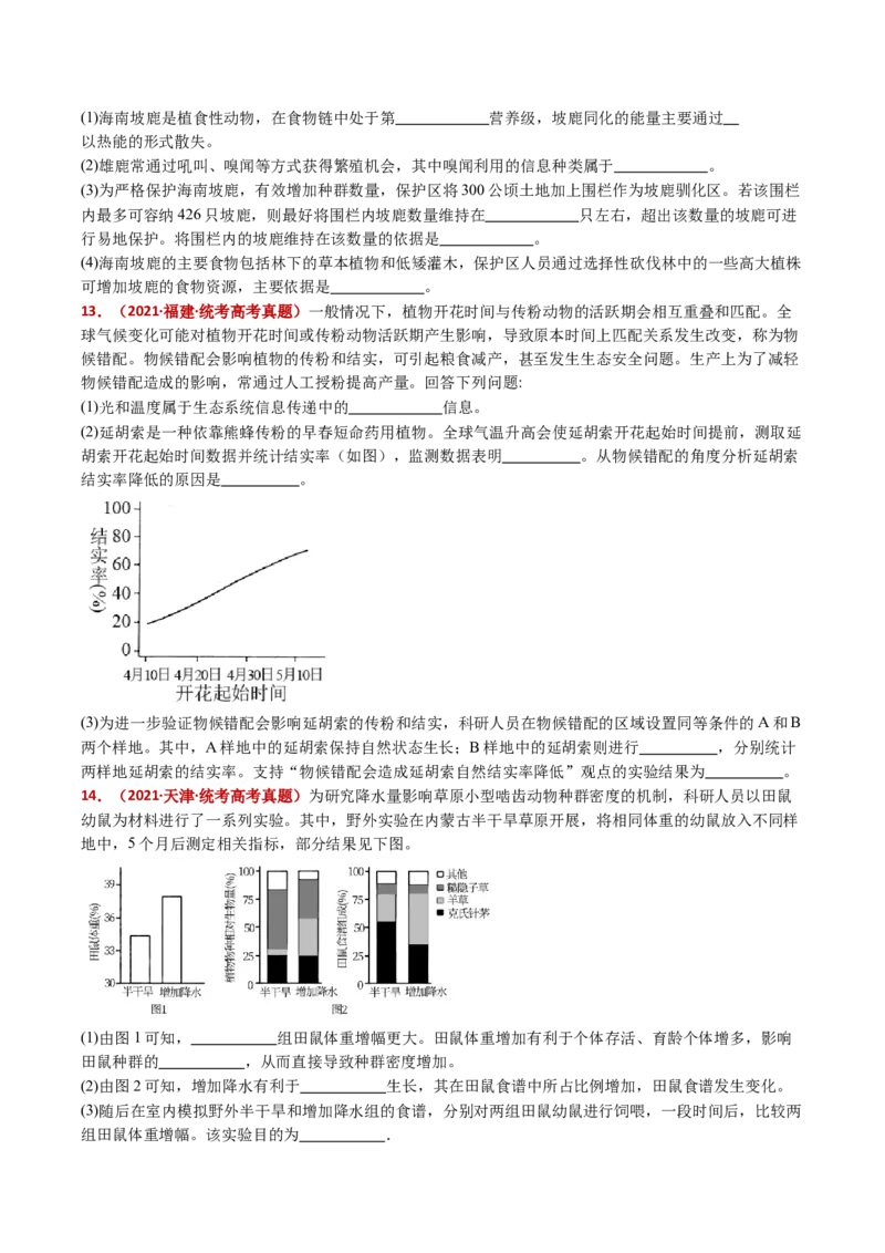 五年（2021-2025）全国高考生物真题分类汇编专题19生态系统（全国通用）（原卷版）_高考真题分类汇编_高考生物真题分类汇编（全国通用）五年（2021-2025）