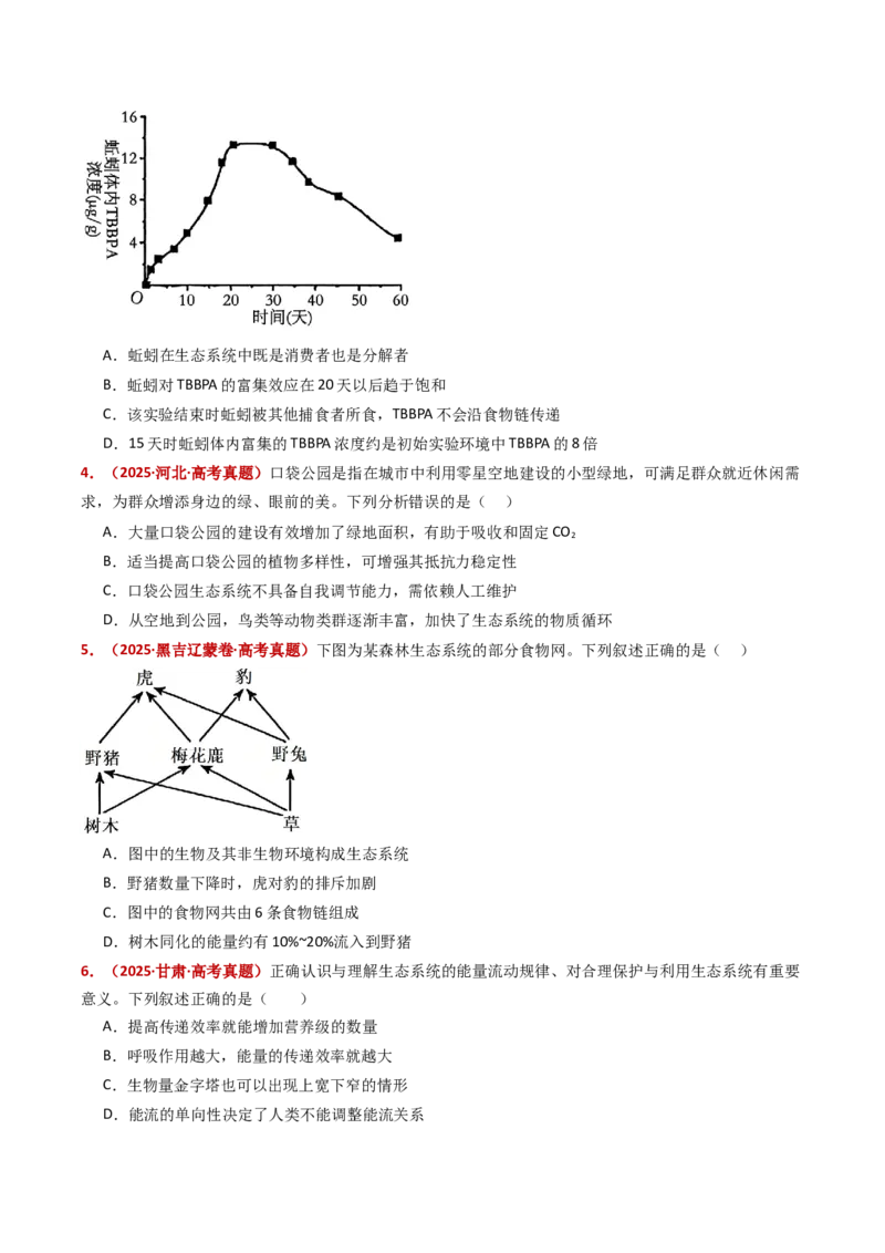 五年（2021-2025）全国高考生物真题分类汇编专题19生态系统（全国通用）（原卷版）_高考真题分类汇编_高考生物真题分类汇编（全国通用）五年（2021-2025）
