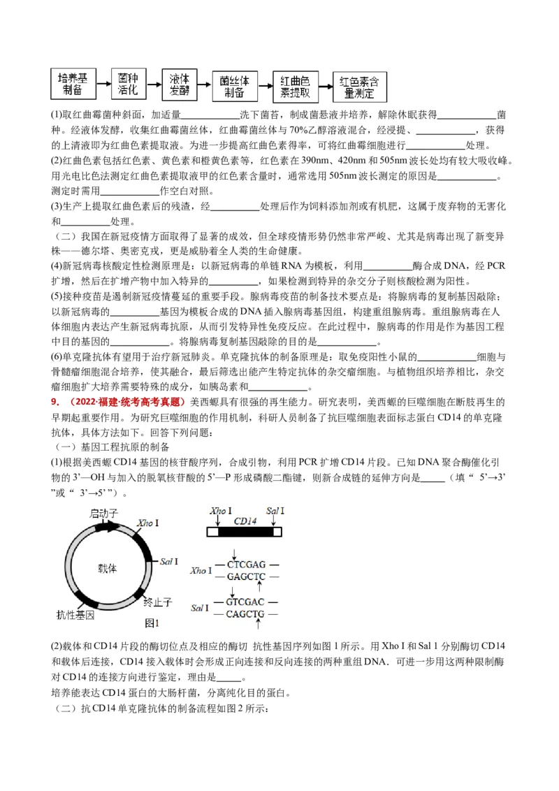 五年（2021-2025）全国高考生物真题分类汇编专题21细胞工程与胚胎工程（全国通用）（原卷版）_高考真题分类汇编_高考生物真题分类汇编（全国通用）五年（2021-2025）