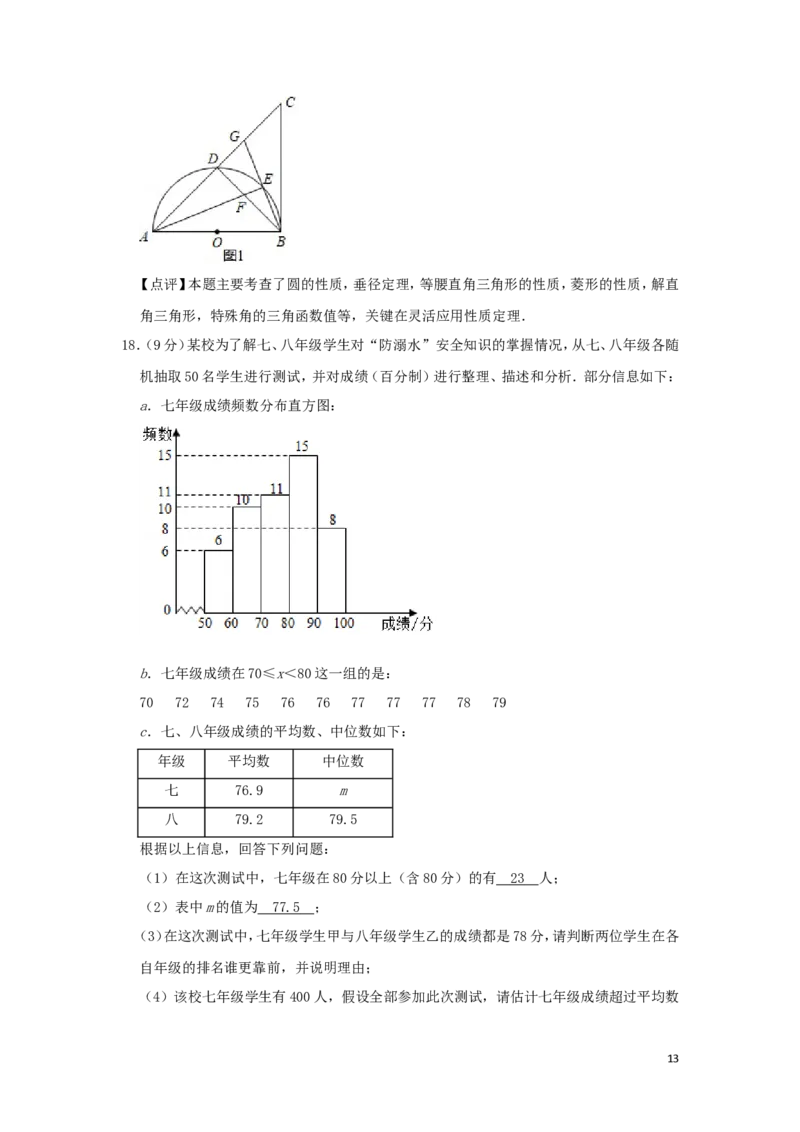 河南省2019年中考数学真题试题（含解析）_中考真题_2.数学中考真题2015-2024年_2019年全国中考数学206份