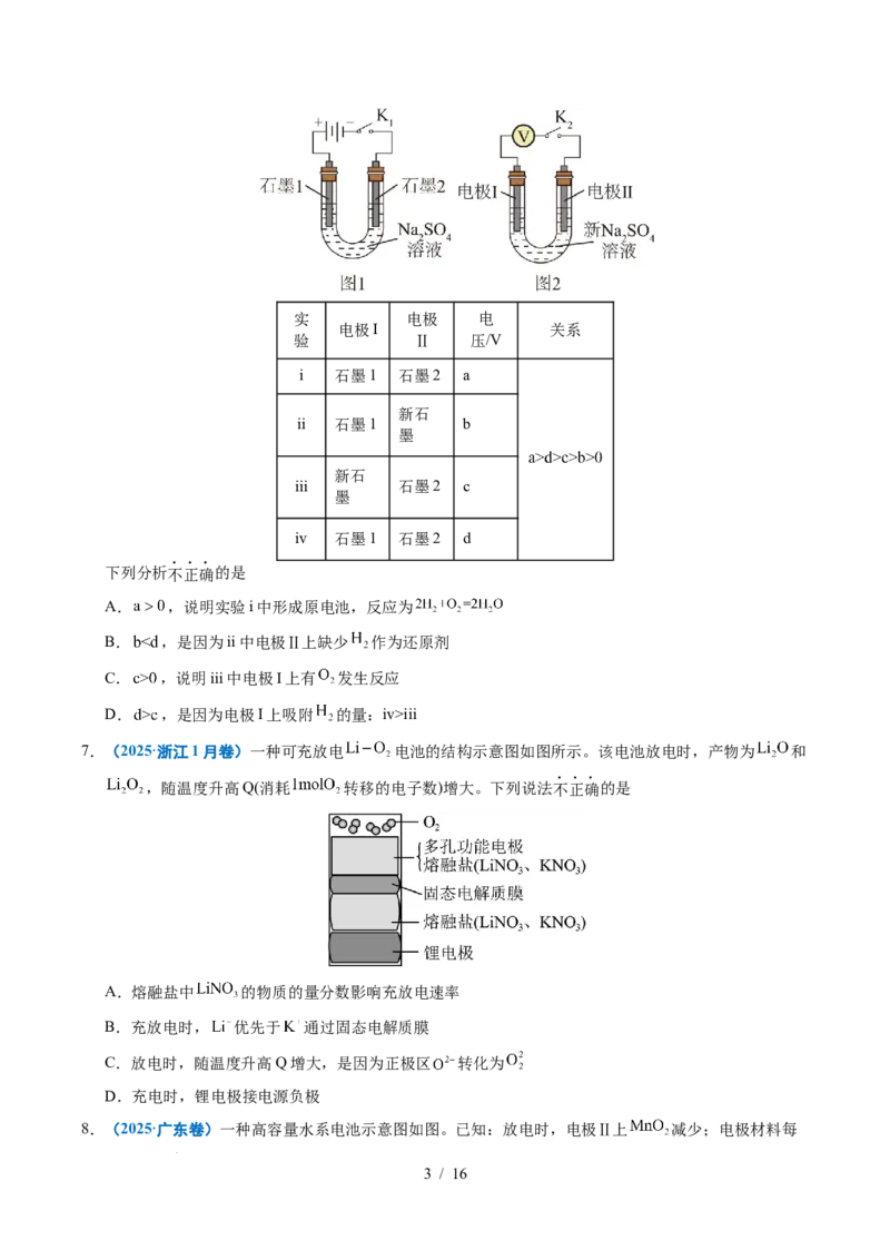 专题17原电池化学电源_高考真题分类汇编_高考化学真题分类汇编（全国通用）五年（2021-2025）_专题17原电池化学电源五年（2021-2025）高考化学真题分类汇编