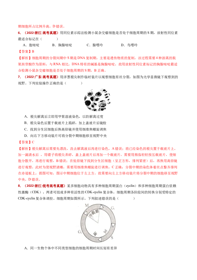 五年（2021-2025）全国高考生物真题分类汇编专题06有丝分裂和减数分裂（全国通用）（解析版）_高考真题分类汇编_高考生物真题分类汇编（全国通用）五年（2021-2025）