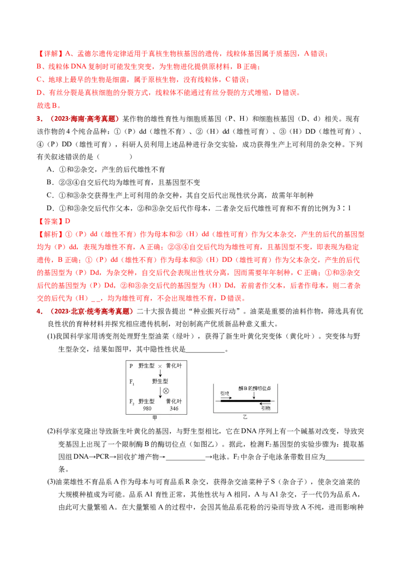 五年（2021-2025）全国高考生物真题分类汇编专题09基因的分离定律（全国通用）（解析版）_高考真题分类汇编_高考生物真题分类汇编（全国通用）五年（2021-2025）