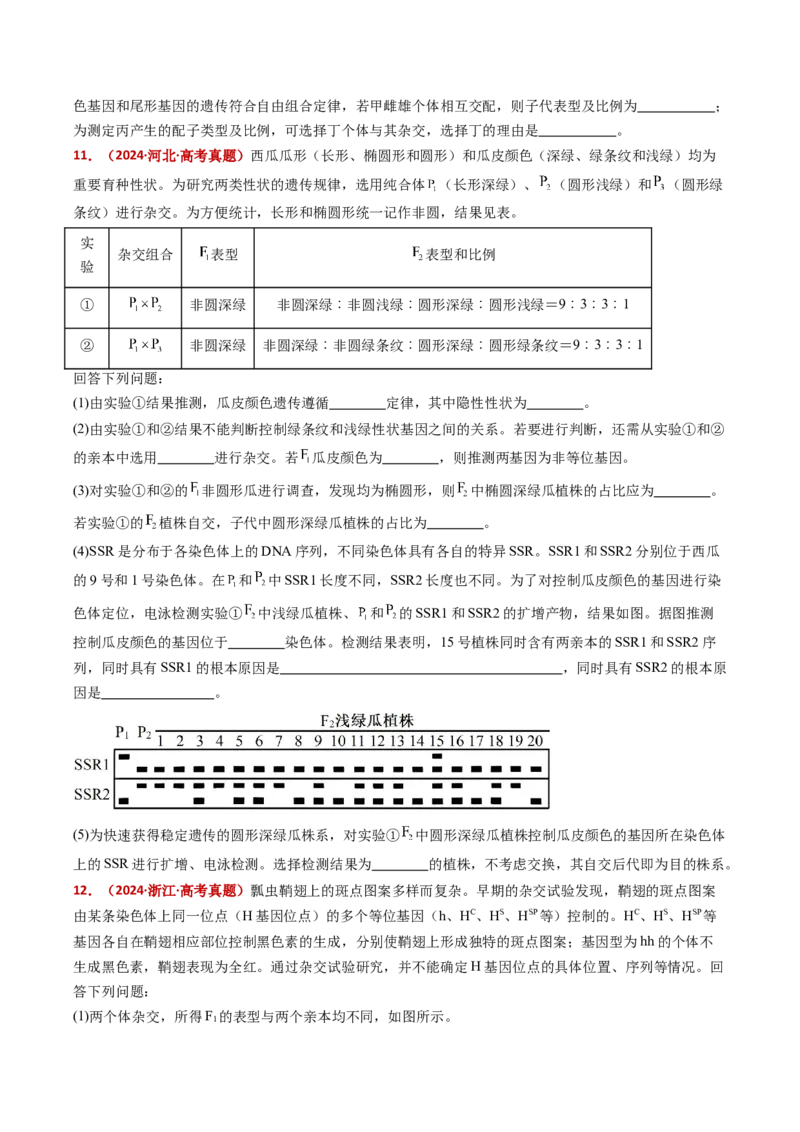 五年（2021-2025）全国高考生物真题分类汇编专题09基因的分离定律（全国通用）（原卷版）_高考真题分类汇编_高考生物真题分类汇编（全国通用）五年（2021-2025）