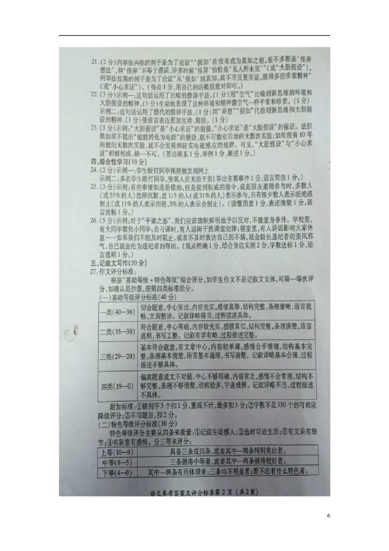 湖北省荆州市2015年中考语文真题试题（含扫描答案）_中考真题_1.语文中考真题2015-2024年_2015年全国中考语文154份_2015年全国中考154份