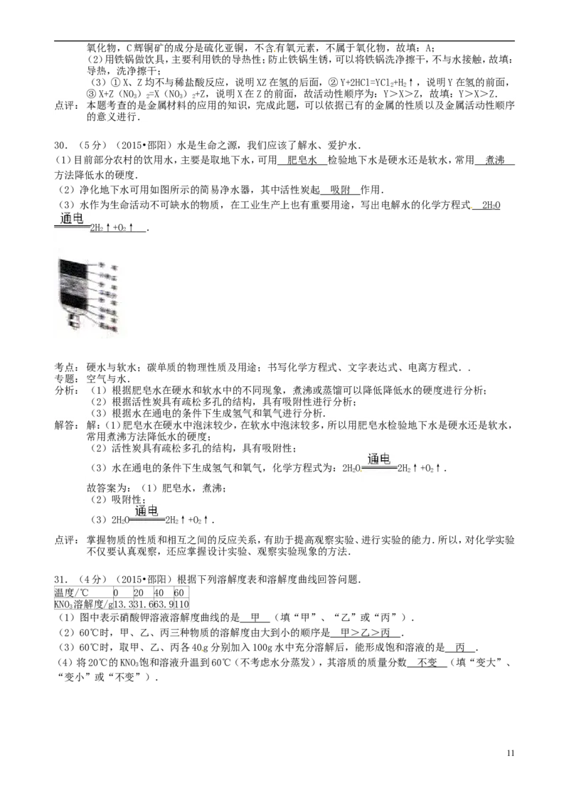 湖南省邵阳市2015年中考化学真题试题（含解析）_中考真题_5.化学中考真题2015-2024年_2015中考真题卷（162份）