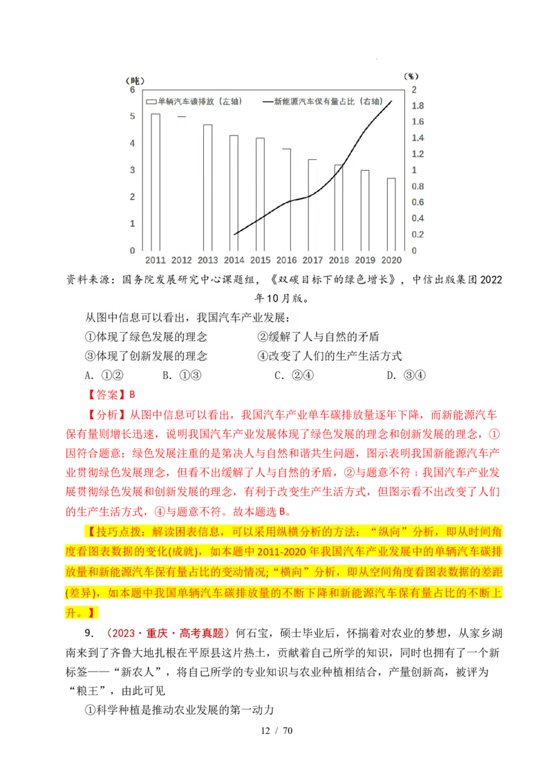 专题07经济发展（贯彻新发展理念、推动高质量发展）（全国通用）（解析版）_高考真题分类汇编_高考政治真题分类汇编（全国通用）五年（2021-2025）
