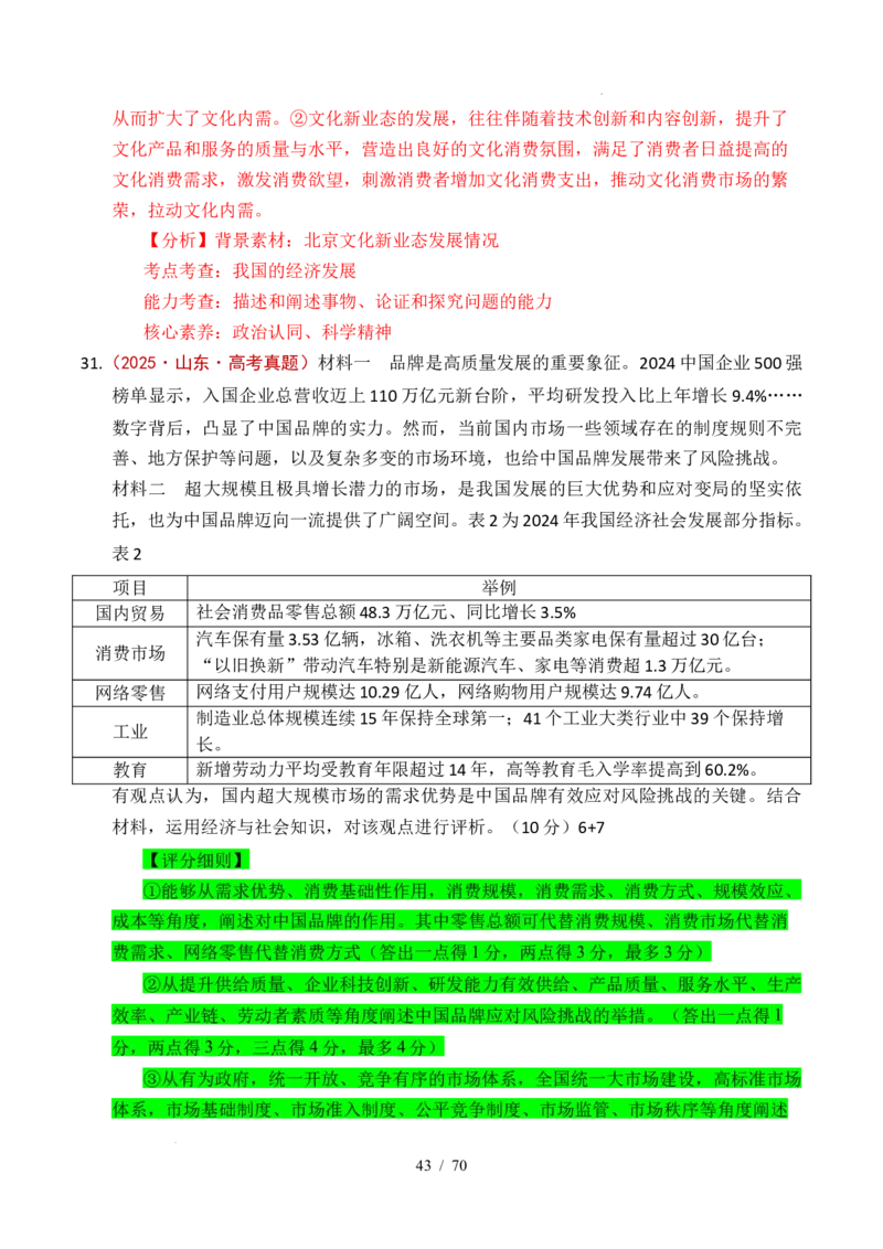 专题07经济发展（贯彻新发展理念、推动高质量发展）（全国通用）（解析版）_高考真题分类汇编_高考政治真题分类汇编（全国通用）五年（2021-2025）